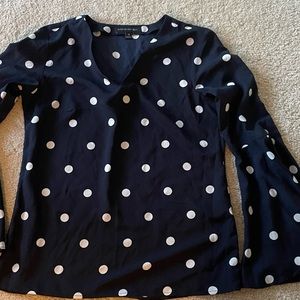 Navy Polka Dot Blouse
